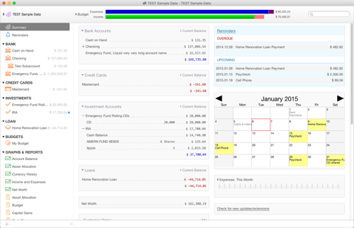 Moneydance dashboard compared with GnuCash